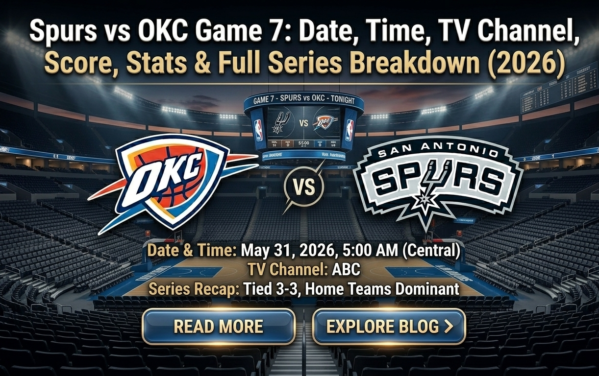 Spurs vs OKC Game 7: Date, Time, TV Channel, Score, Stats & Full Series Breakdown (2026)